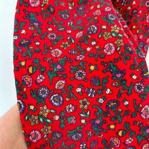 Oshkosh B’gosh Kids 90s Era Red Paisley Floral Corduroy Pleated Front Balloon Ta - Picture 5 of 11